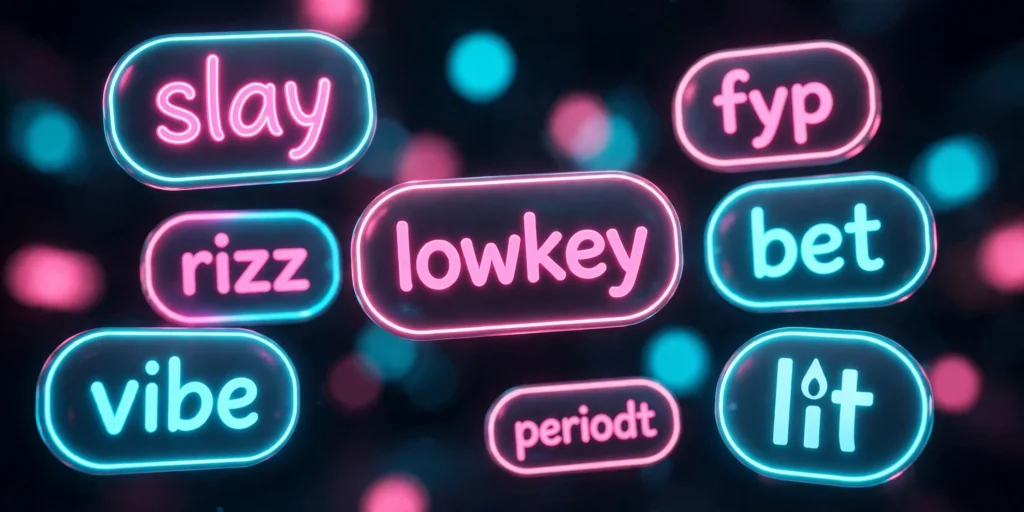 TikTok slang words chat bubbles graphic